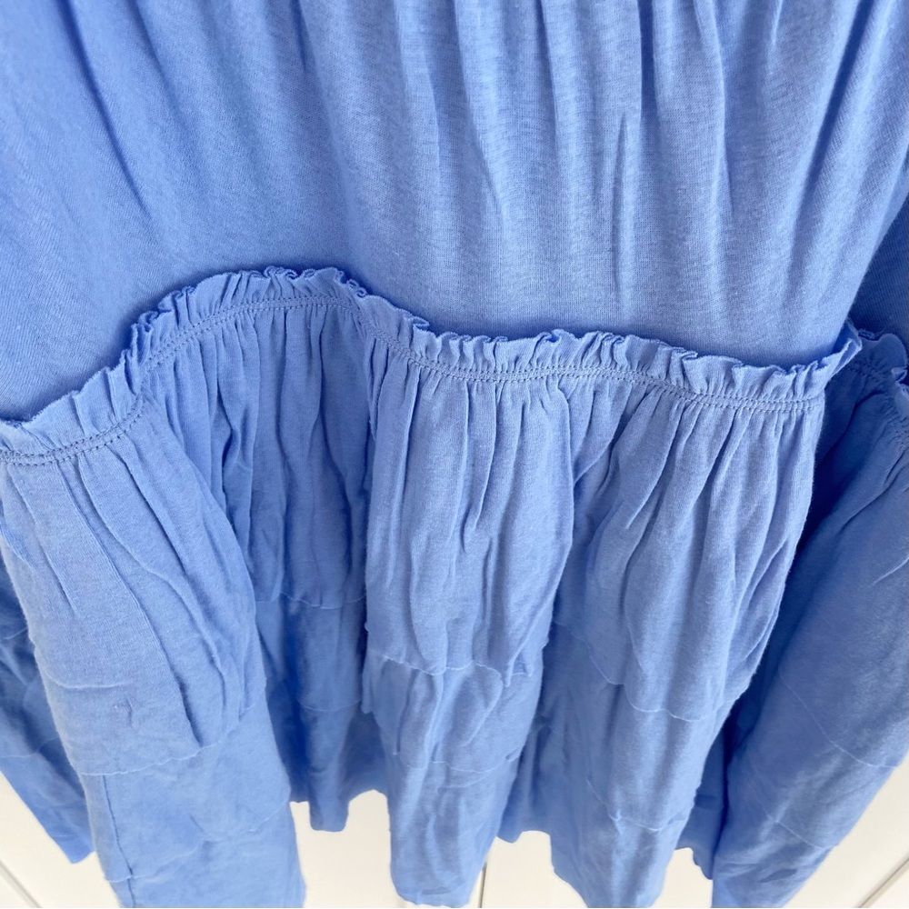 FREE PEOPLE Beach Blue Tiered Beaded Mini Dress Size M - Picture 8 of 10